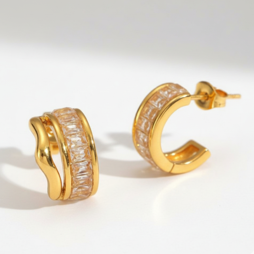 Boucles d’oreilles Epona - sculpturales en acier inoxydable doré or 18K