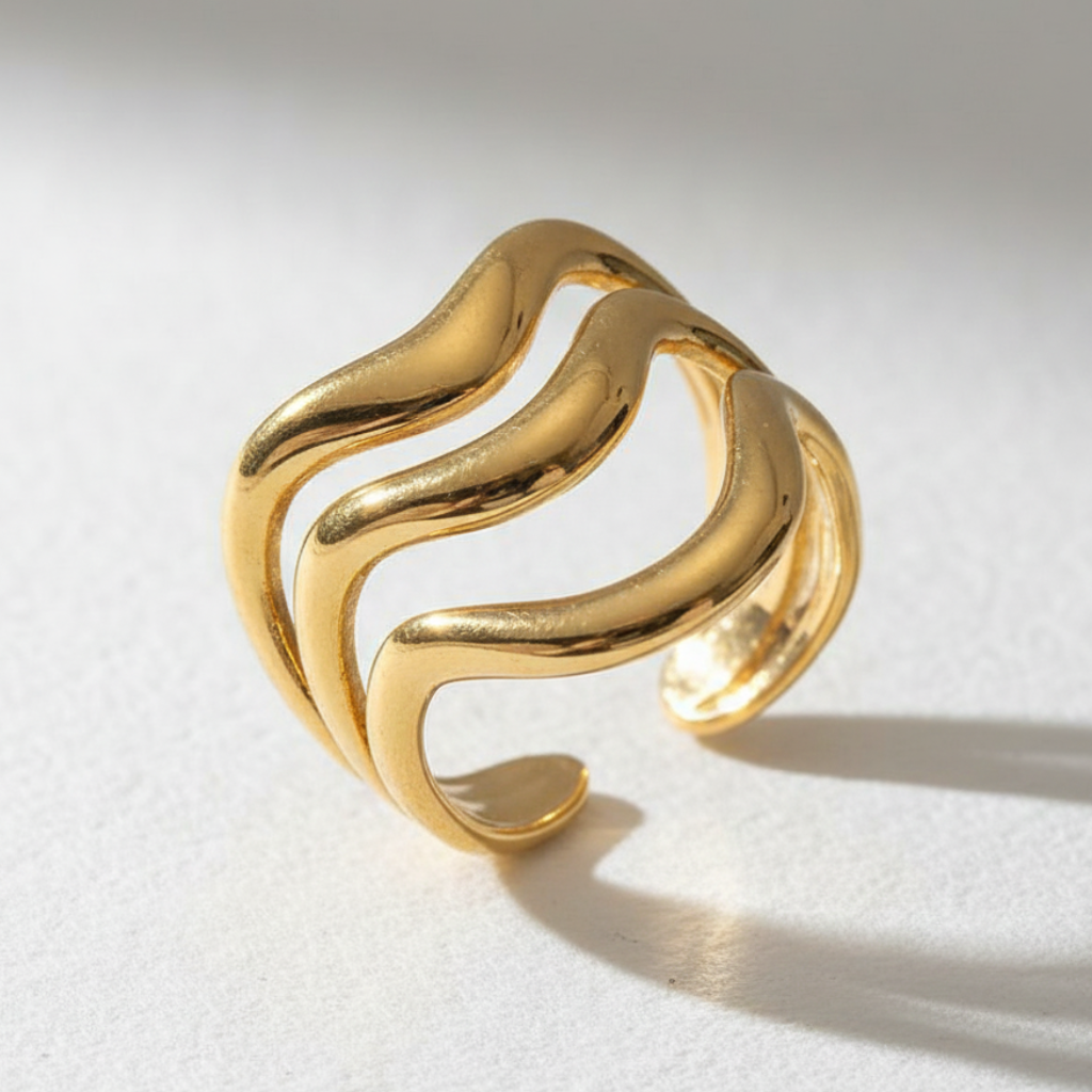 Bague Ondine – Acier inoxydable doré 18K