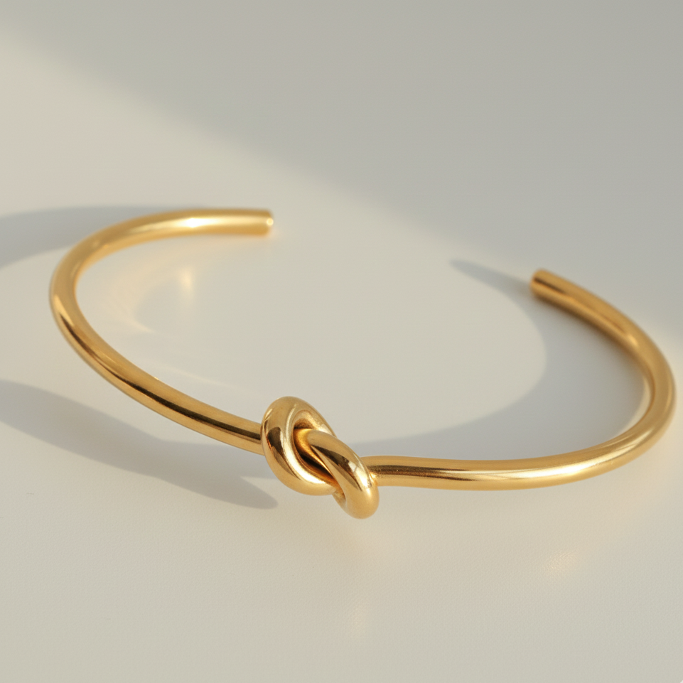 Bracelet - Lia - nœud en acier inoxydable doré (ajustable)