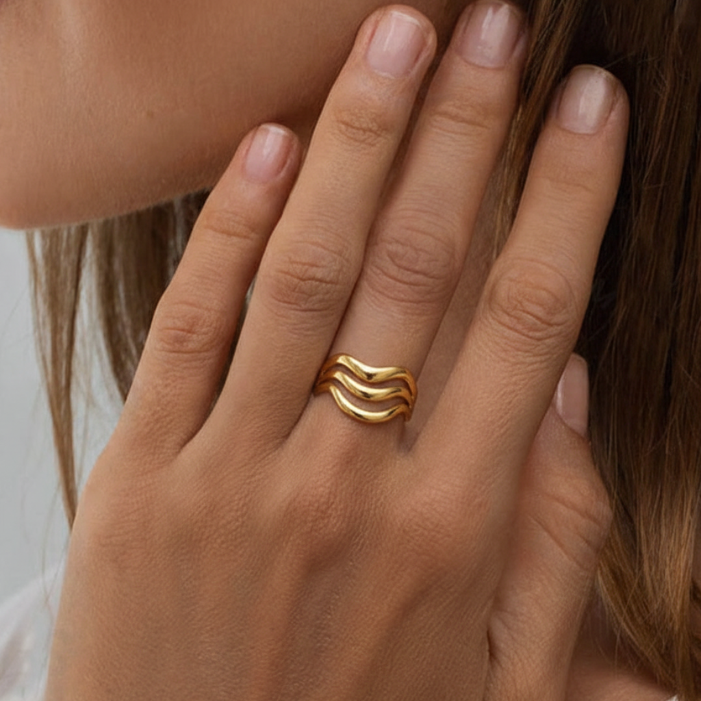 Bague Ondine – Acier inoxydable doré 18K