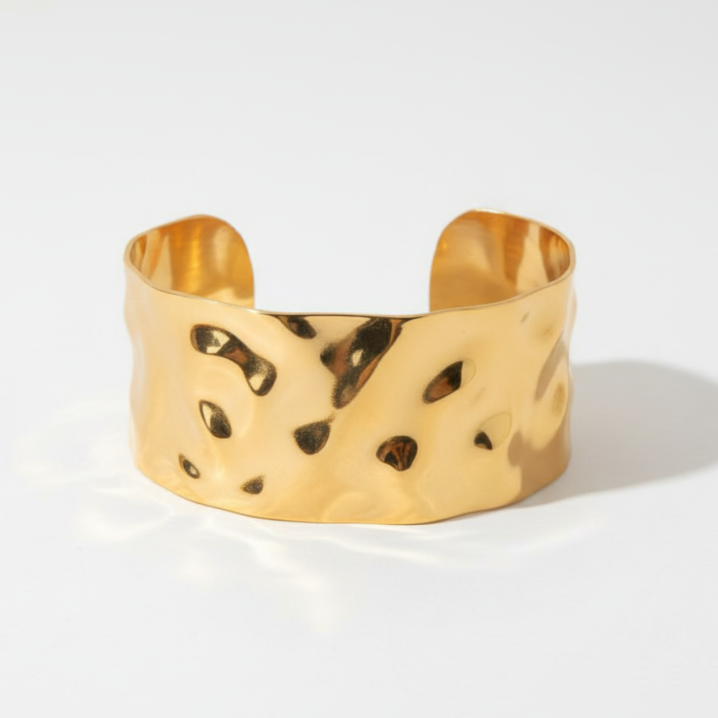 Bracelet Gaïa  Martelé, acier inoxydable doré