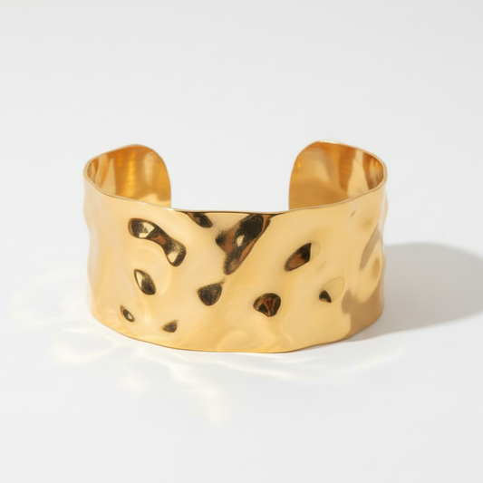 Bracelet Gaïa  Martelé, acier inoxydable doré