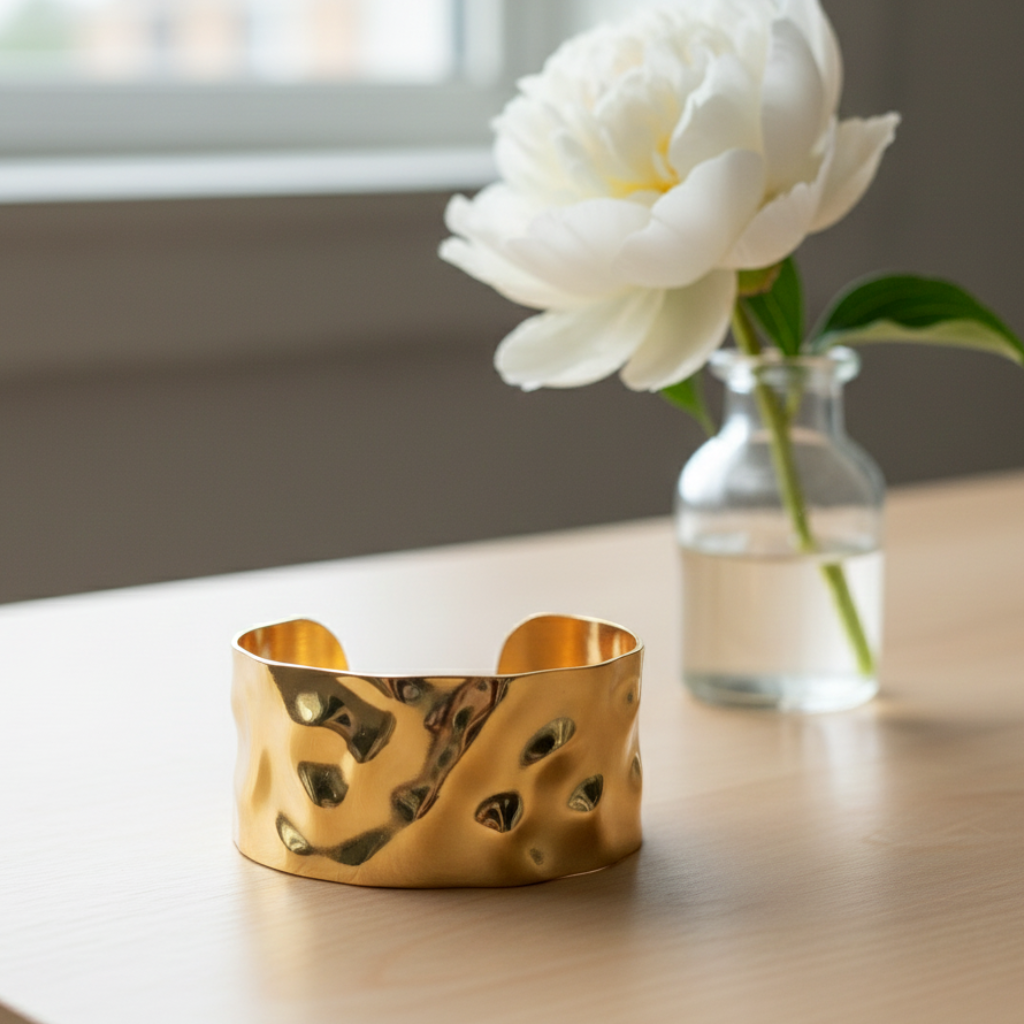 Bracelet Gaïa  Martelé, acier inoxydable doré