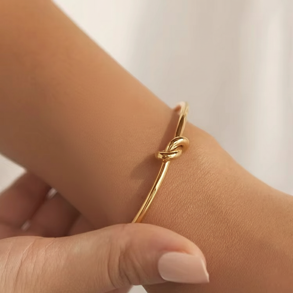 Bracelet - Lia - nœud en acier inoxydable doré (ajustable)