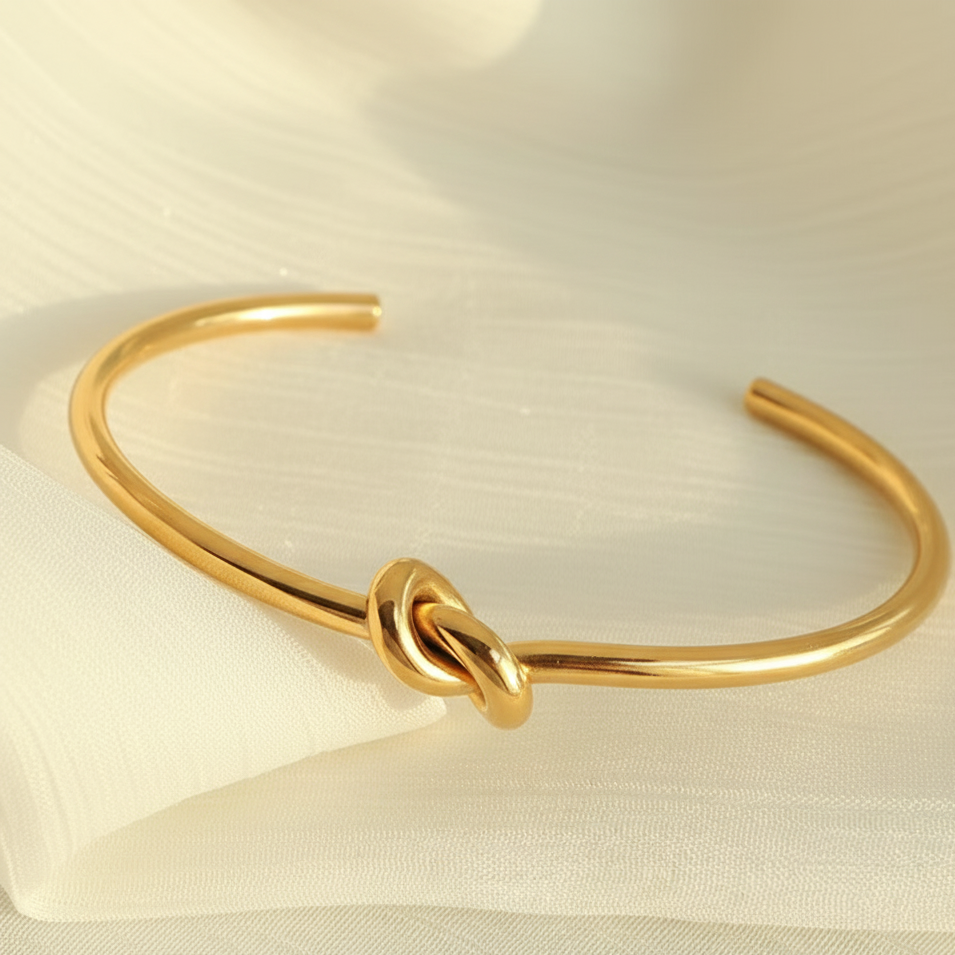 Bracelet - Lia - nœud en acier inoxydable doré (ajustable)