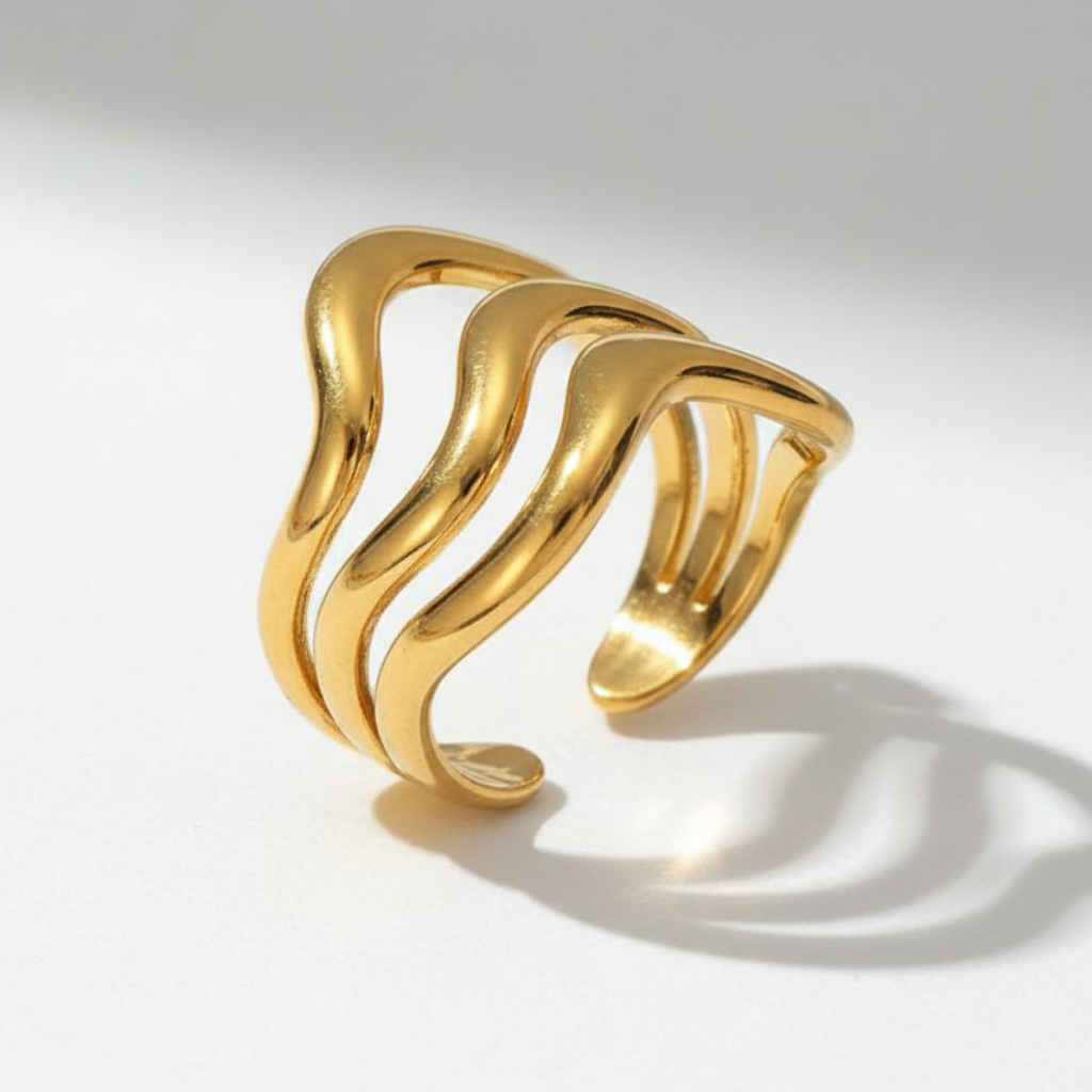 Bague Ondine – Acier inoxydable doré 18K