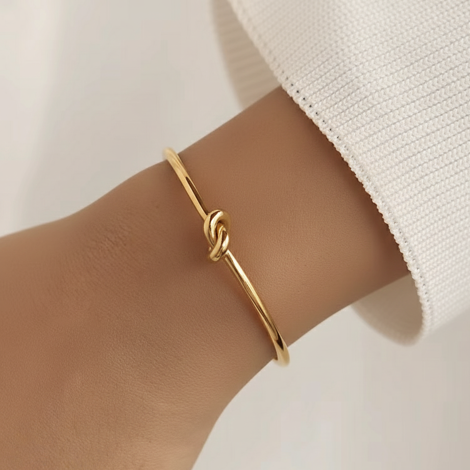 Bracelet - Lia - nœud en acier inoxydable doré (ajustable)